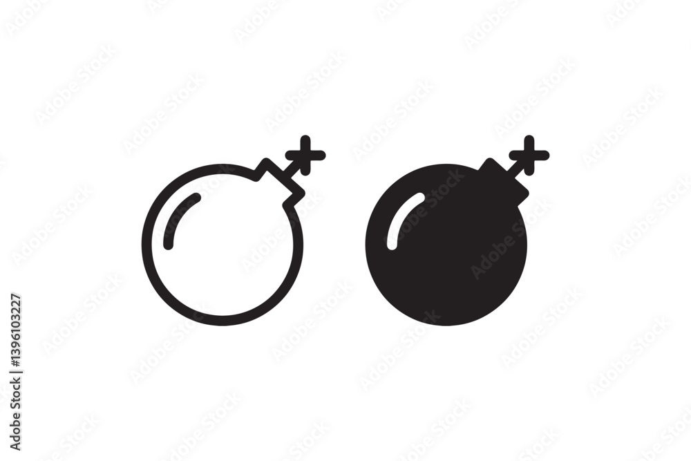 Bomb icon in outline and solid style Vector