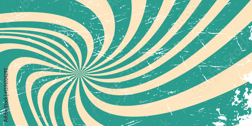 Retro sunburst background with vintage grunge texture. Colorful radial rays create a dynamic psychedelic feel. Perfect for posters, music flyers or retro designs.