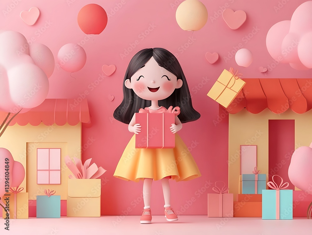 Girl Gift Scene Pink Girl Gift Scene Pink