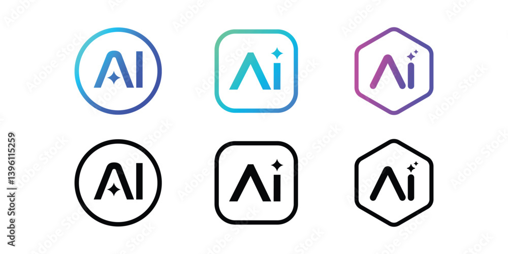 Modern AI Logo Icon Collection with Sparkle and
set of Ai modern logo designs
Gradient Artificial Intelligence logo set with transparent background or png
Modern AI Logo Icon Collection with Sparkle and
set of Ai modern logo designs
Gradient Artificial Intelligence logo set with transparent background or png