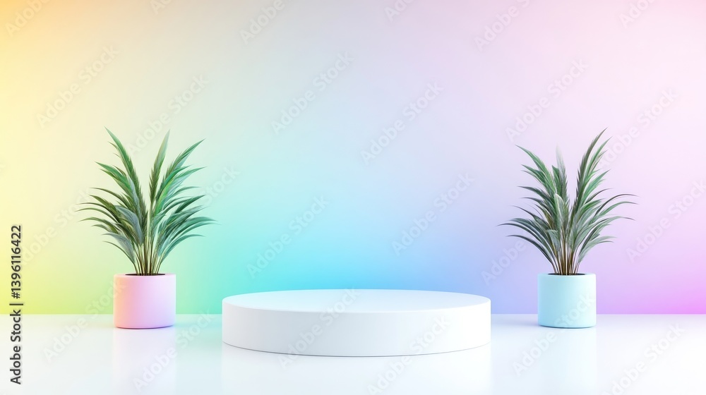 Minimalist pastel podium display Minimalist pastel podium display