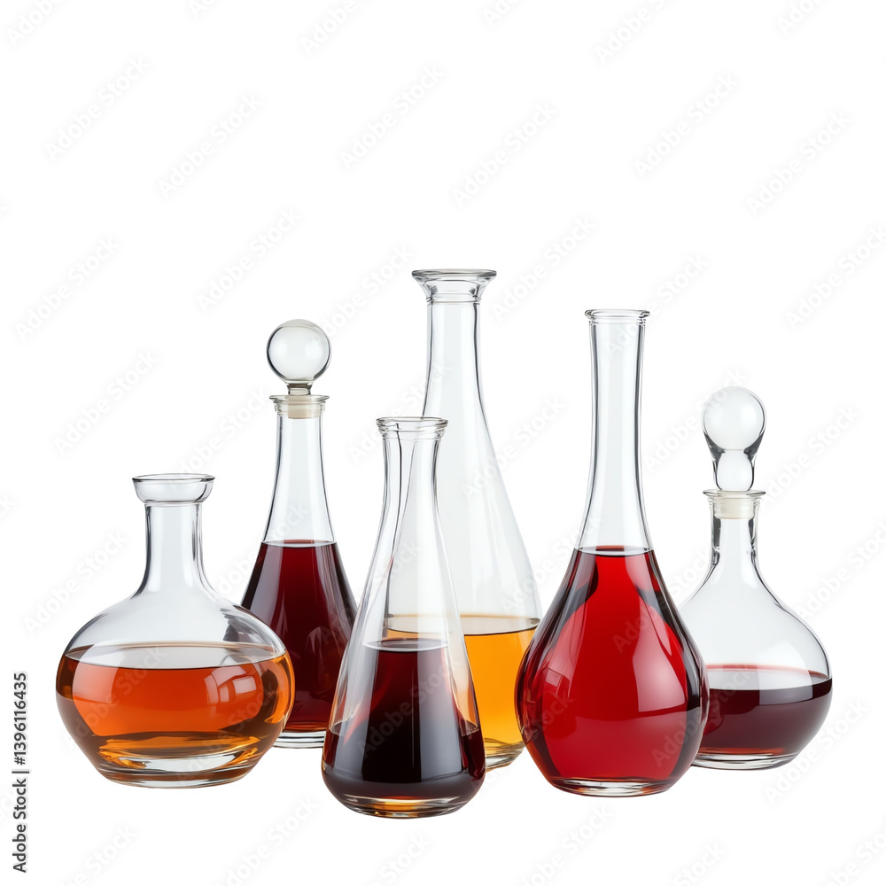 Glass decanters, white isolate background Glass decanters, white isolate background