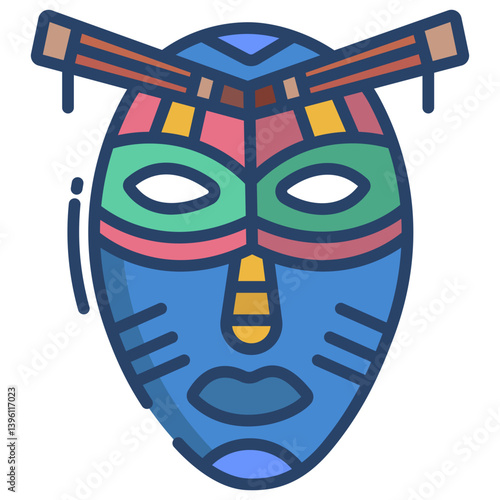 Linear color African Mask icon