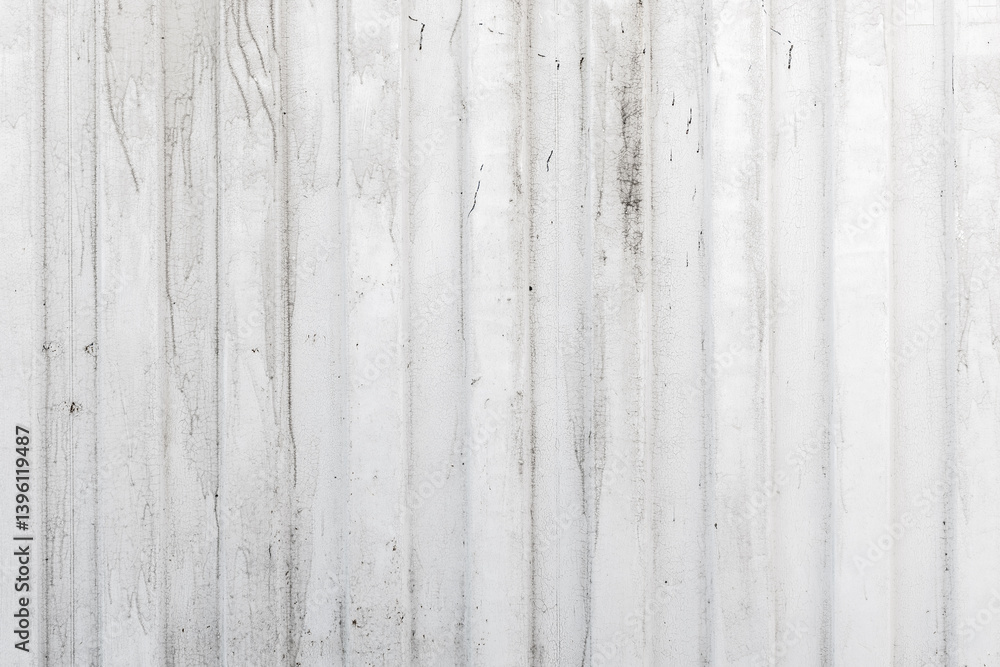 Close-up of a weathered, vertical, corrugated metal wall