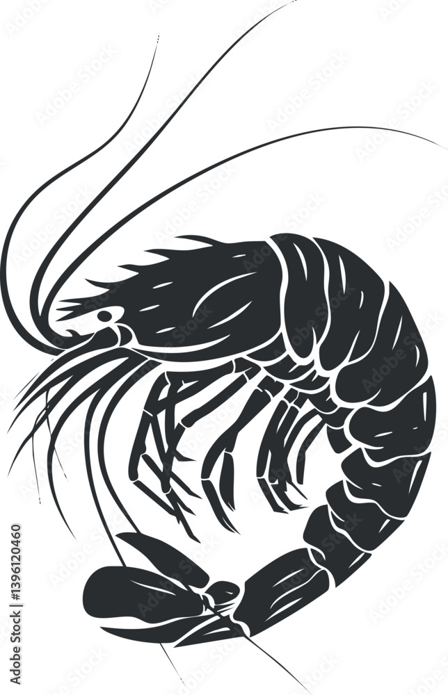 Fototapeta premium A detailed silhouette of a shrimp highlighting its unique features and form.