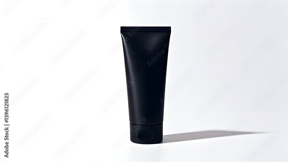 empty black facial cleanser tube, isolated on white background,blank,design empty black facial cleanser tube, isolated on white background,blank,design