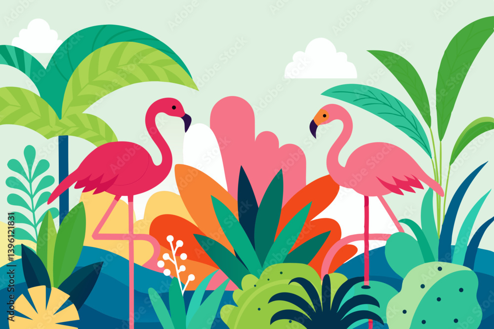 pink flamingo on green grass pink flamingo on green grass