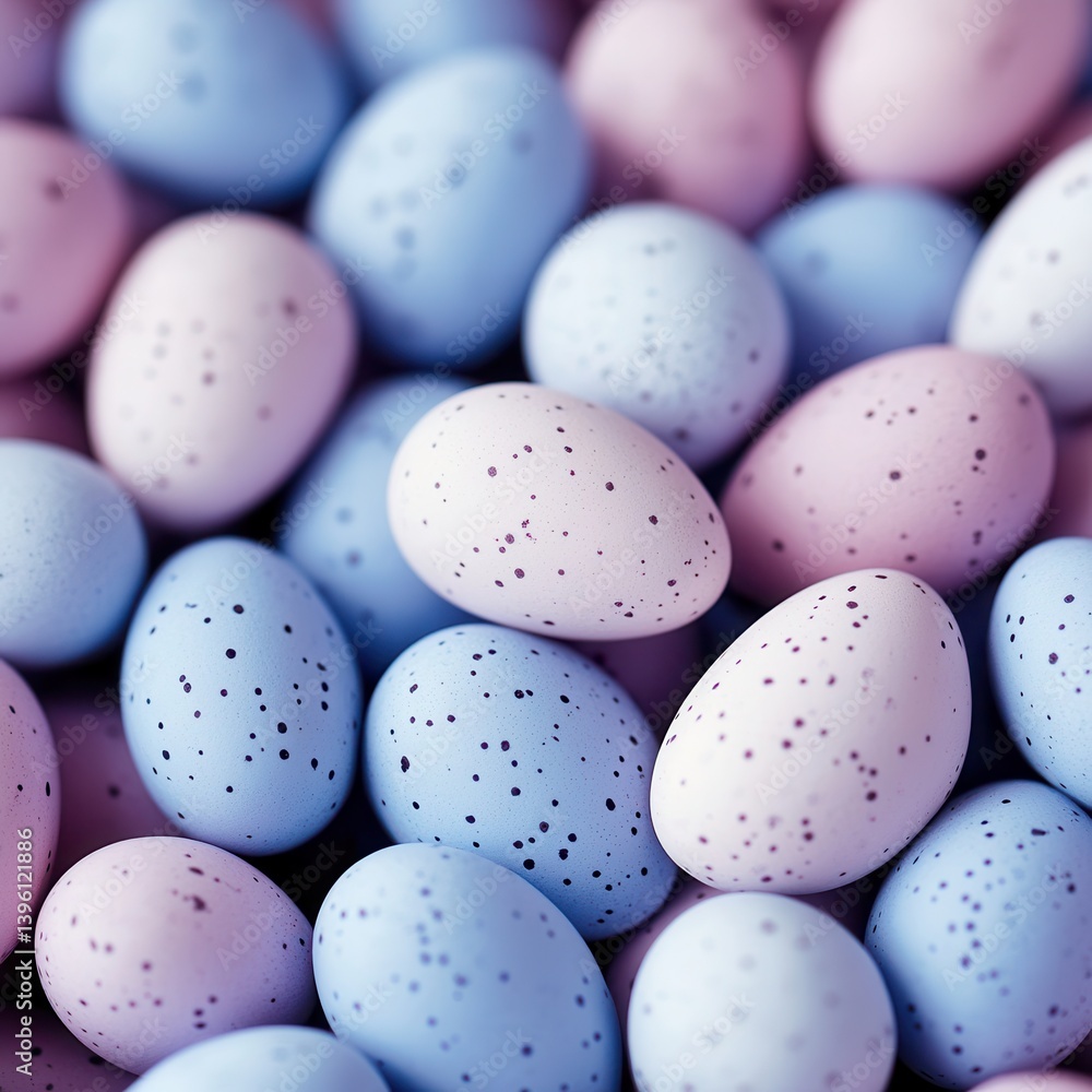 A close-up of colorful blue and pink eggs, perfect for Easter celebrations and decoration. A close-up of colorful blue and pink eggs, perfect for Easter celebrations and decoration.