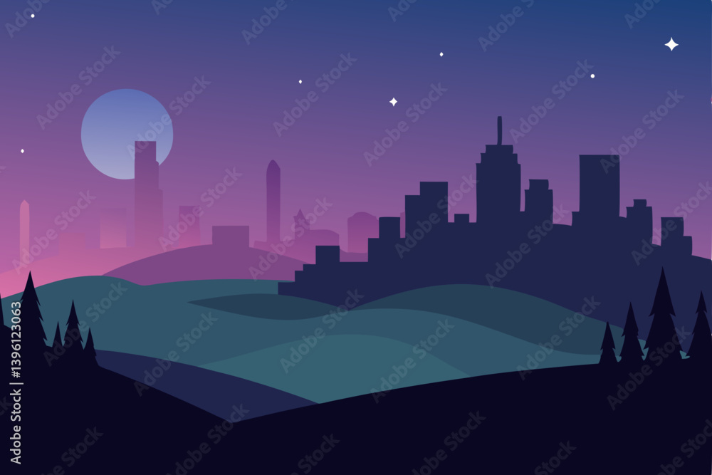 Fototapeta premium night city skyline