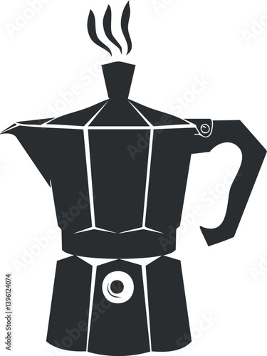 Stylish silhouette of a moka pot ideal for brewing espresso in the kitchen.