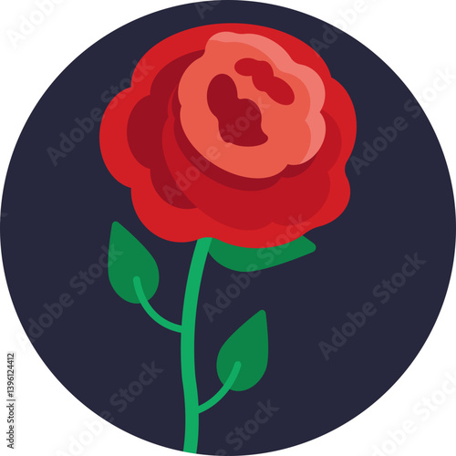 Classic rose flower with layered petals and a visible stem.