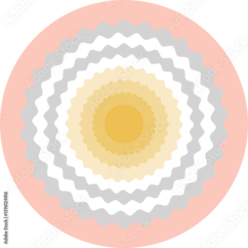 Stylized illustration of a dahlia flower with layered, pointed petals arranged in a circular pattern.