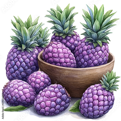 Pineapple, watercolor illustration, isolated on a white background.

