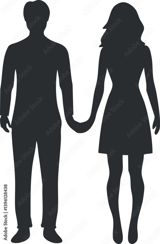 Silhouette of a couple standing together showcasing love and unity in a minimalist design. Silhouette of a couple standing together showcasing love and unity in a minimalist design.