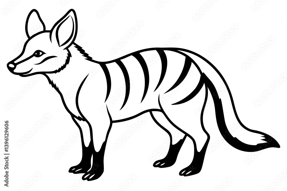 Fototapeta premium aardwolf silhouette line art vector illustration