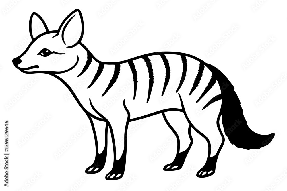 Fototapeta premium aardwolf silhouette line art vector illustration
