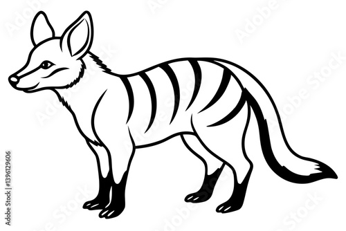 aardwolf silhouette line art vector illustration