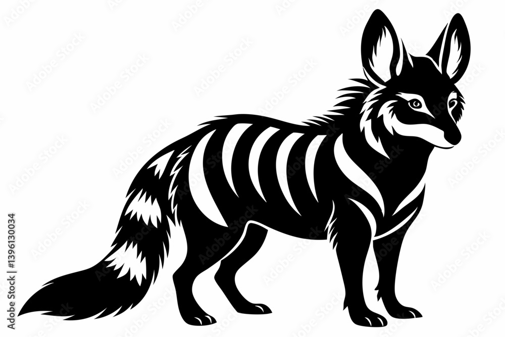 Obraz premium aardwolf silhouette line art vector illustration