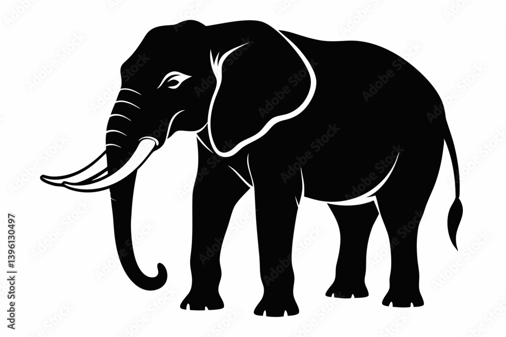 african elephant silhouette line art vector illustration african elephant silhouette line art vector illustration