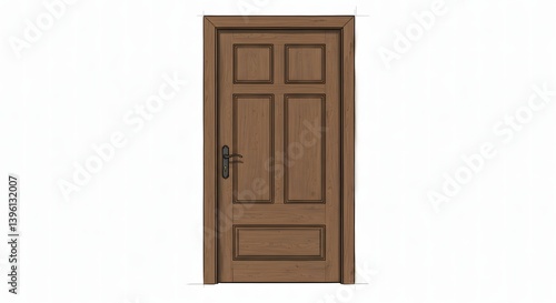 Elegant Wooden Door  A classic design with rectangular panels  adding a touch of sophistication to any space. Perfect for home or office.