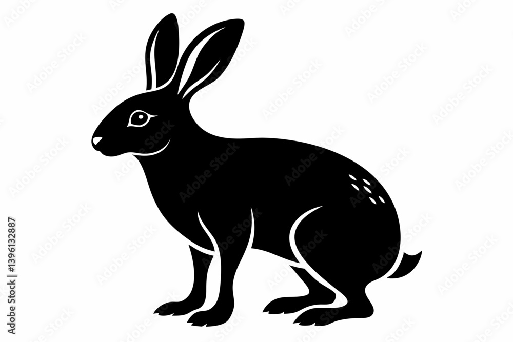 Obraz premium arctic hare silhouette line art vector illustration