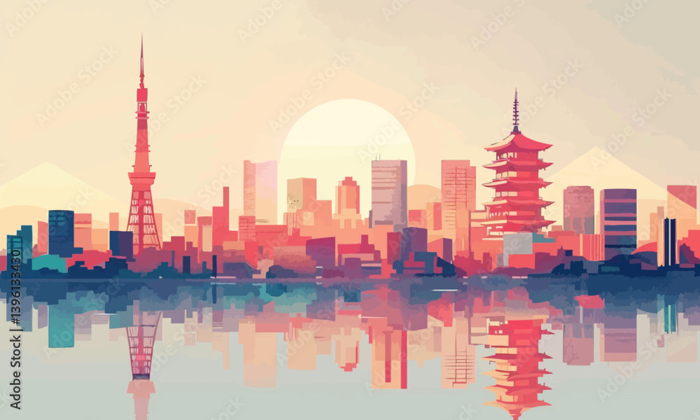 Fototapeta premium shanghai skyline at sunset