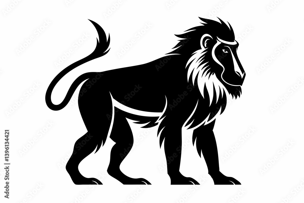 baboon silhouette line art vector illustration baboon silhouette line art vector illustration