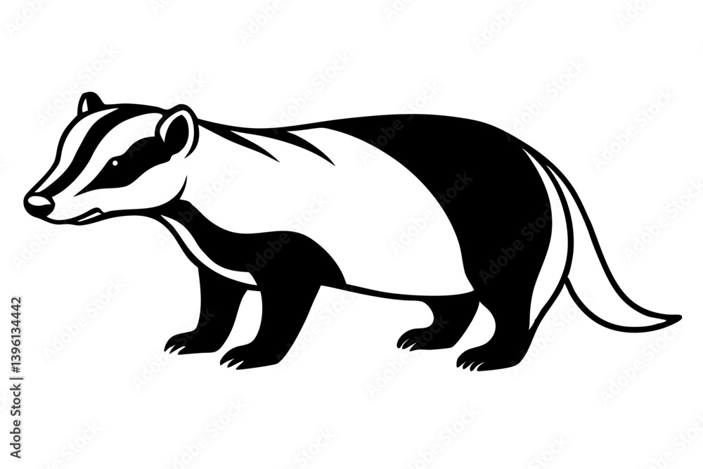 Fototapeta premium badger silhouette line art vector illustration