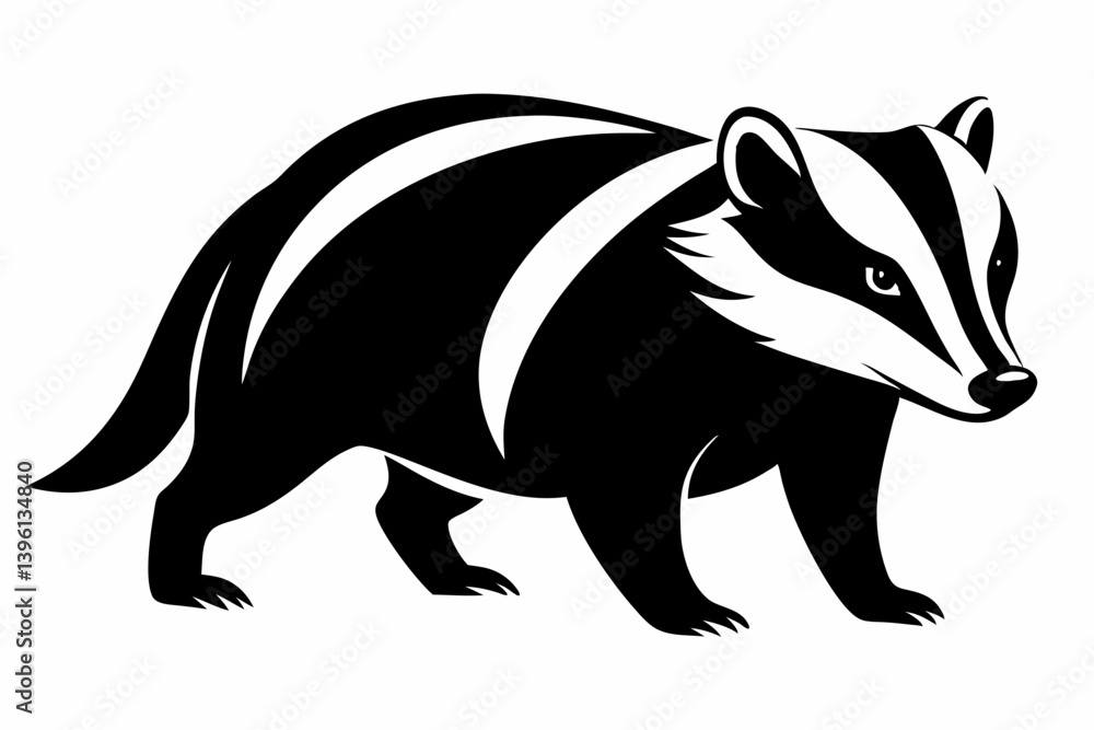 Fototapeta premium badger silhouette line art vector illustration