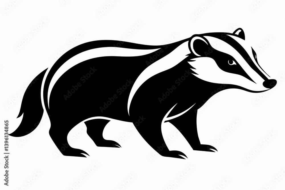 Obraz premium badger silhouette line art vector illustration