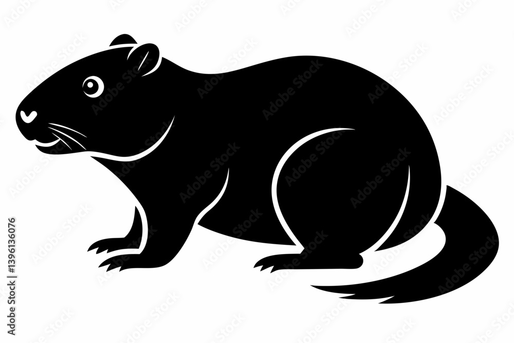 beaver silhouette line art vector illustration beaver silhouette line art vector illustration