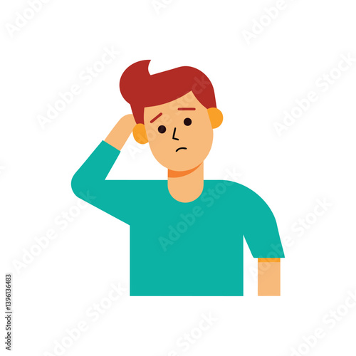 Confused Man Scratching Head Doodle Character Art