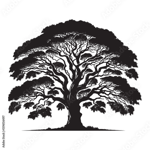Juniper Tree Vector Silhouette, Hardy Evergreen Tree Outline, Nature-Inspired Clipart for Wall Art, Logos, Stickers, Apparel, Digital Prints, Crafts, Posters, and Home Decor.