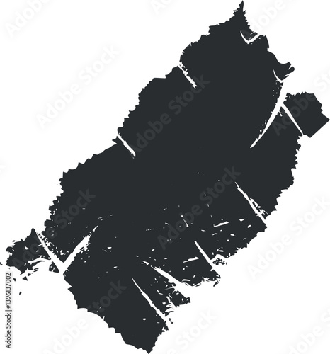 Abstract black and white map outline of a geographical region for design and illustration.