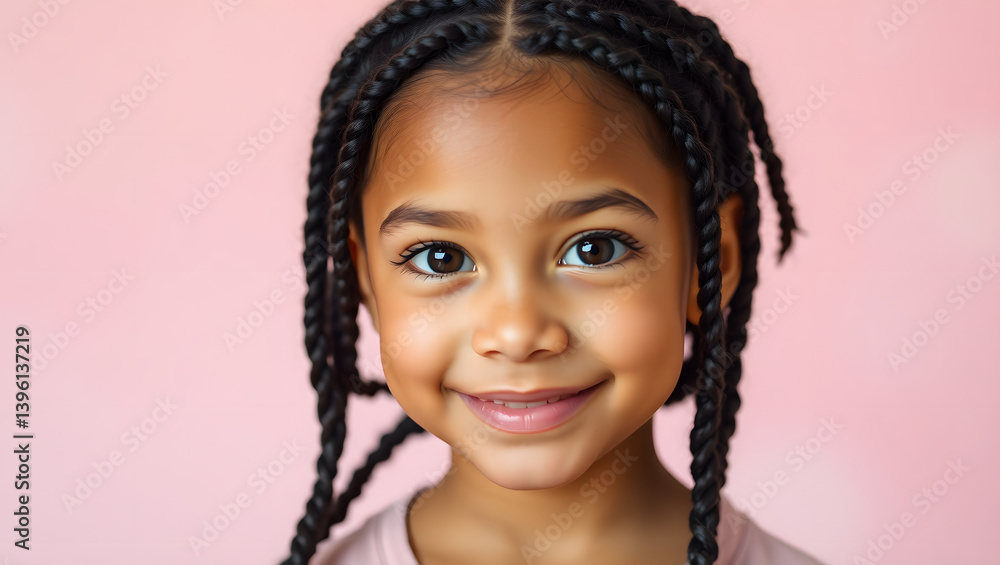 Adorable Little Girl with Intricate Braids, Happy Smiling Face Adorable Little Girl with Intricate Braids, Happy Smiling Face