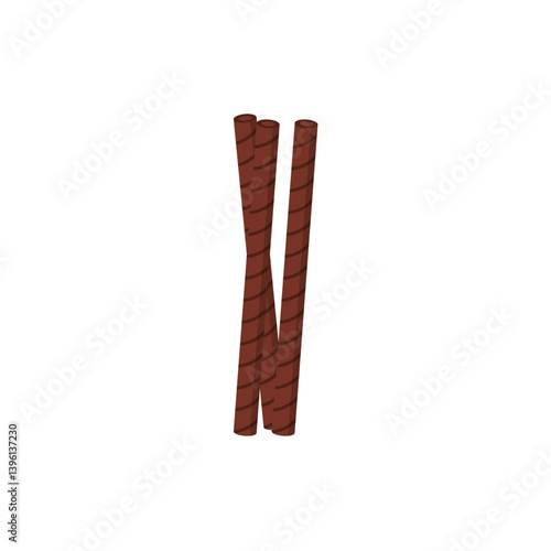 Rolled wafer sticks. Crispy dessert, sugar snack. Vector illustration
