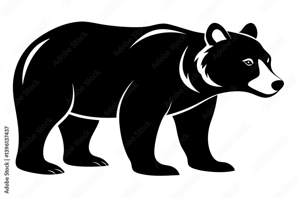 Fototapeta premium bear silhouette line art vector illustration
