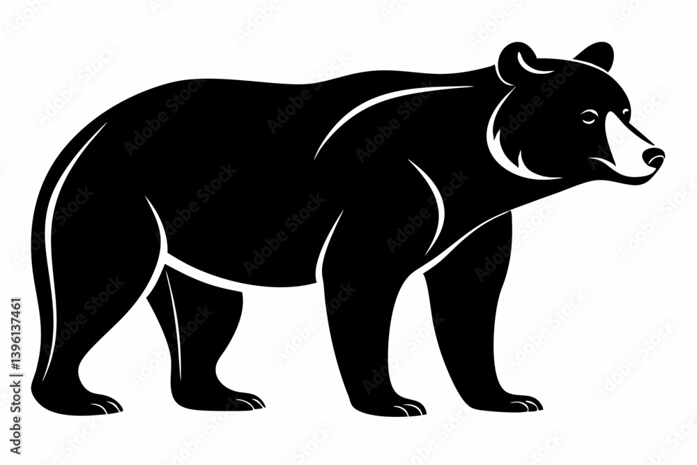 Obraz premium bear silhouette line art vector illustration