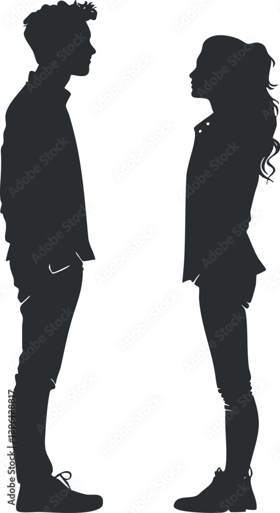 Silhouette of a couple standing together showcasing romance and emotional connection. Silhouette of a couple standing together showcasing romance and emotional connection.