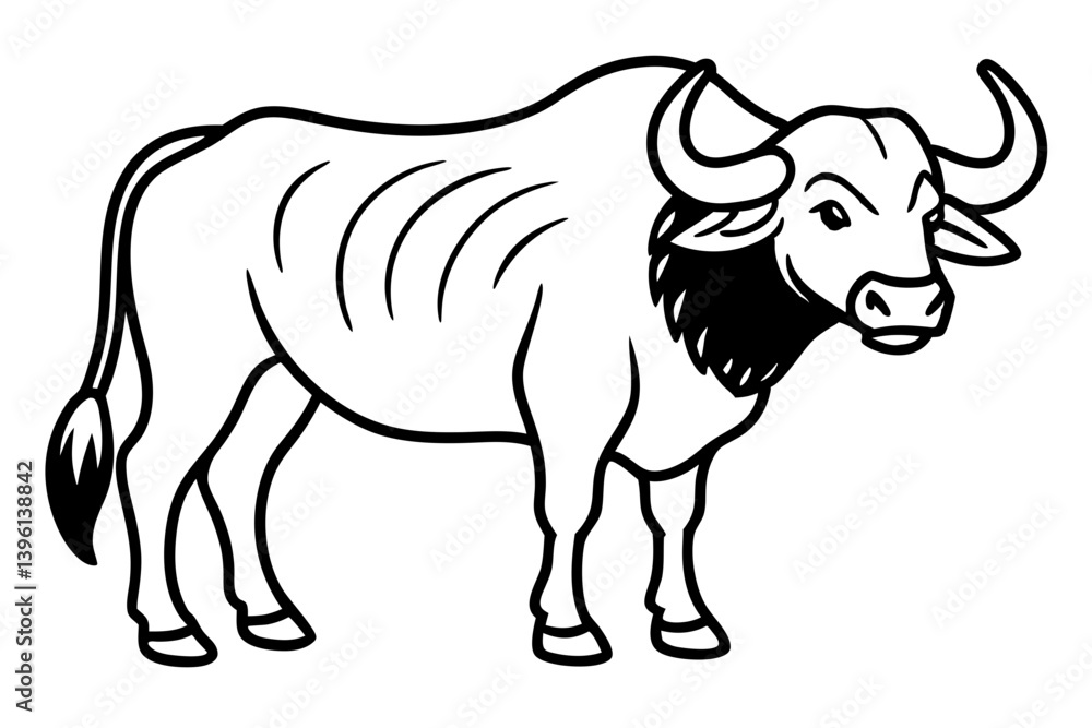 buffalo silhouette line art vector illustration buffalo silhouette line art vector illustration