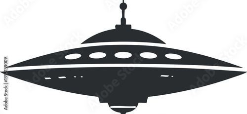 A sleek and modern illustration of a UFO or flying saucer design.