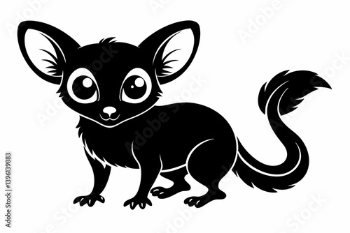 bushbaby silhouette line art vector illustration