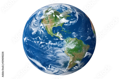 Fototapeta Naklejka Na Ścianę i Meble -  Earth globe view from space: planet earth illustration on transparent background