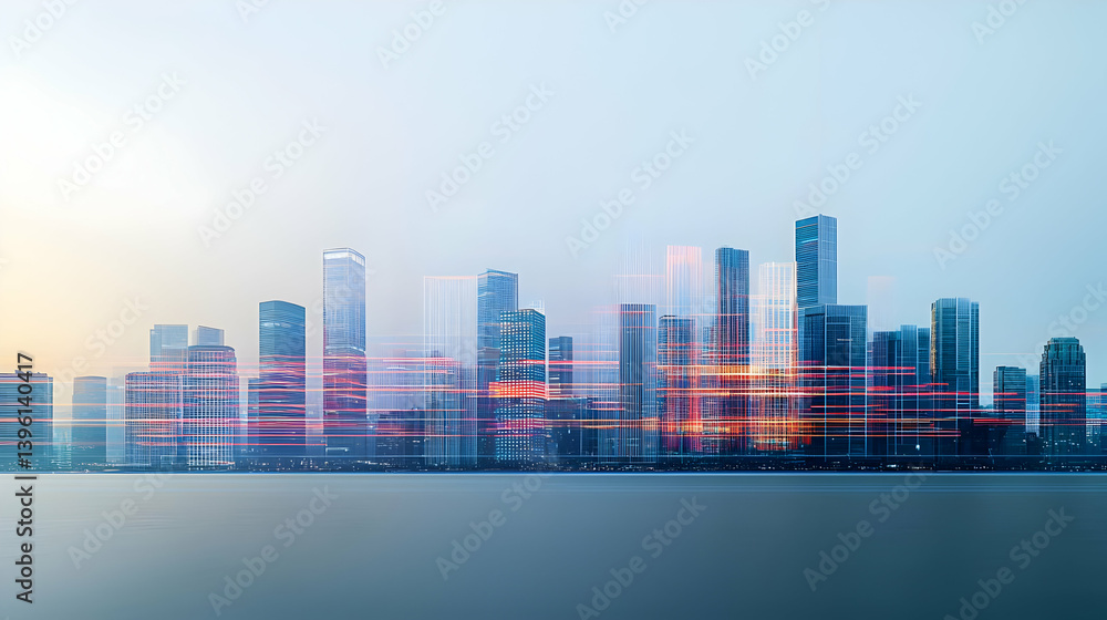 Abstract Cityscape Panorama At Dawn Abstract Cityscape Panorama At Dawn