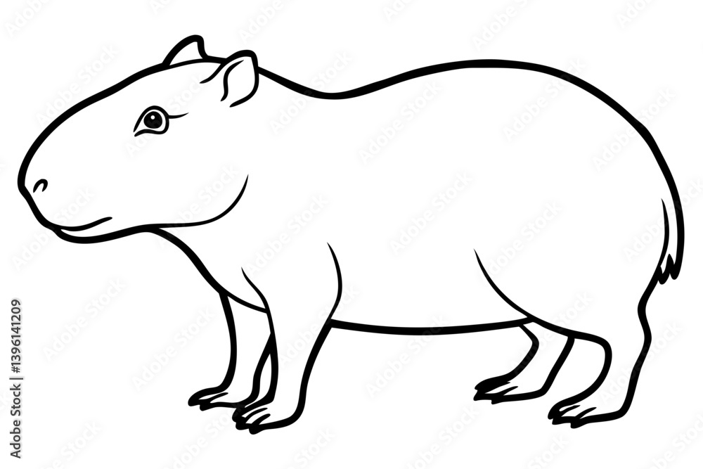 Fototapeta premium capybara silhouette line art vector illustration