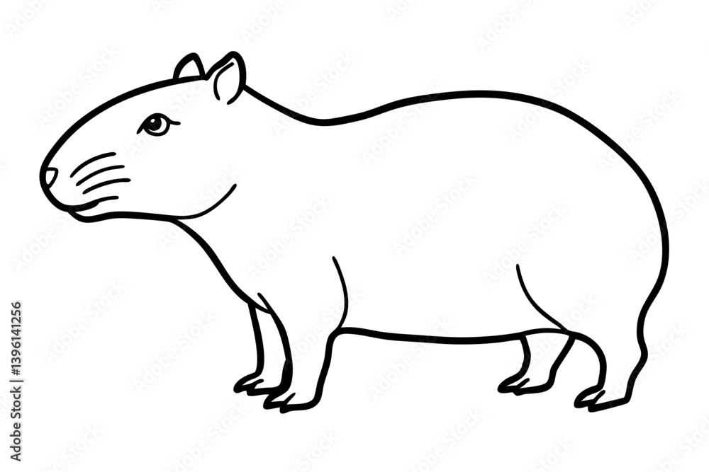 Obraz premium capybara silhouette line art vector illustration