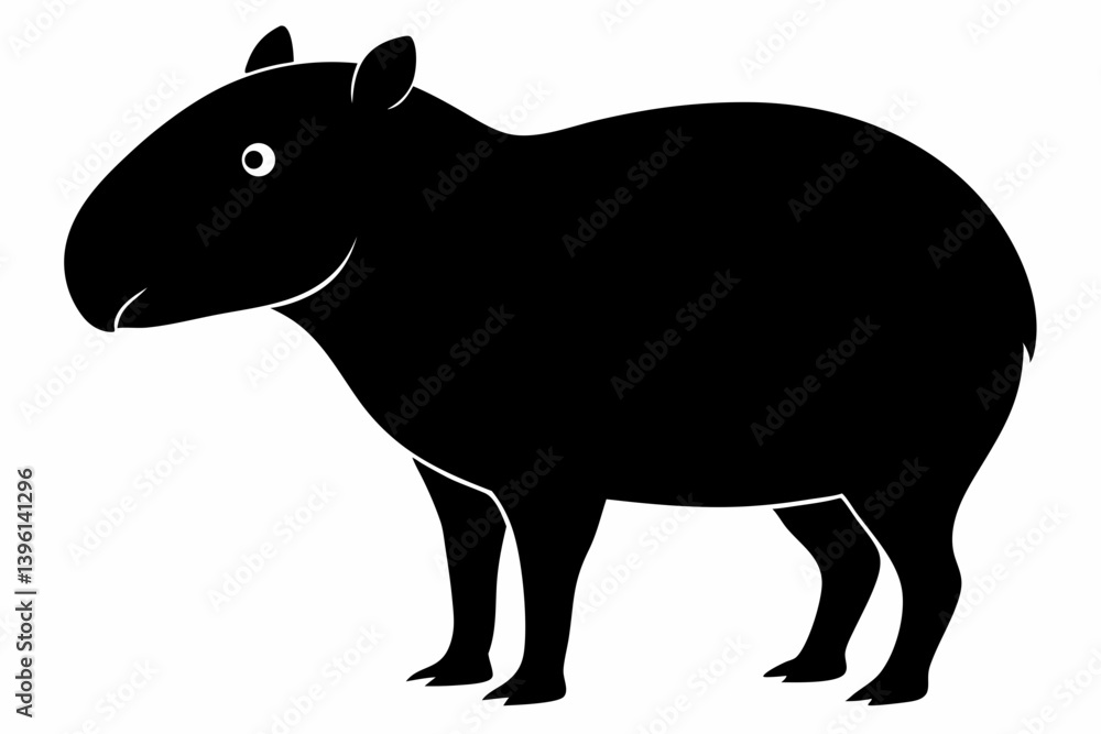 Fototapeta premium capybara silhouette line art vector illustration