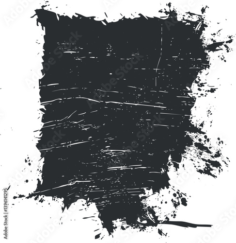A textured black grunge background featuring ink splashes and rough brush strokes for artistic designs.