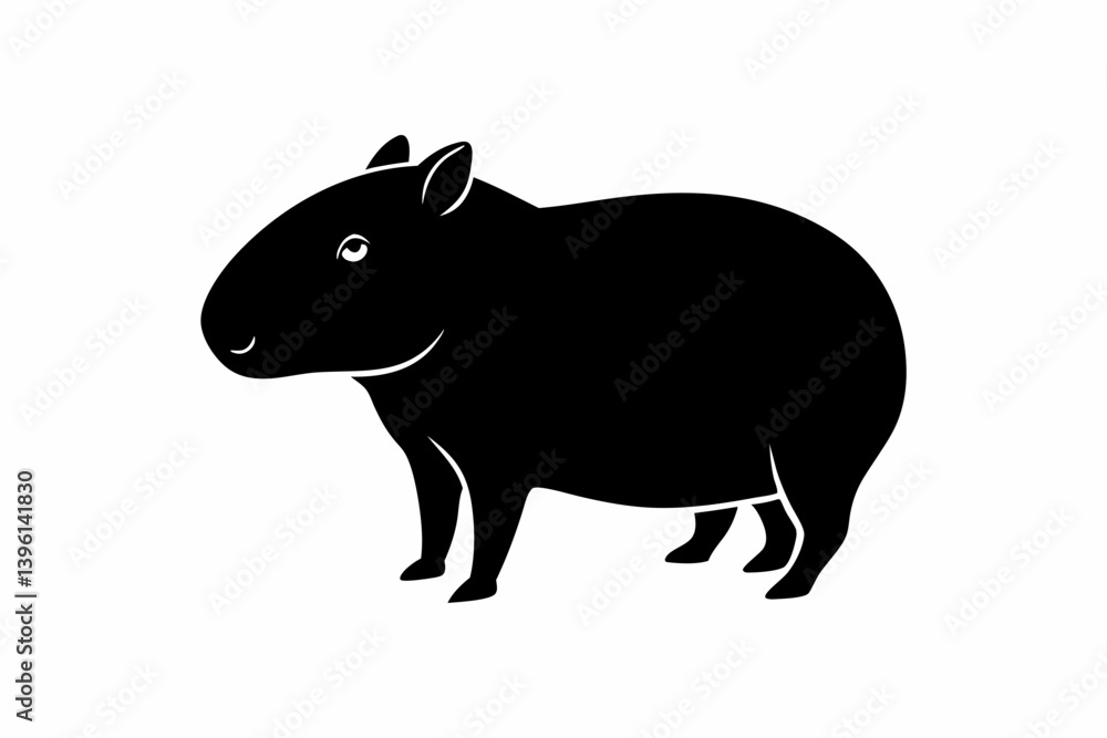 Fototapeta premium capybara silhouette line art vector illustration