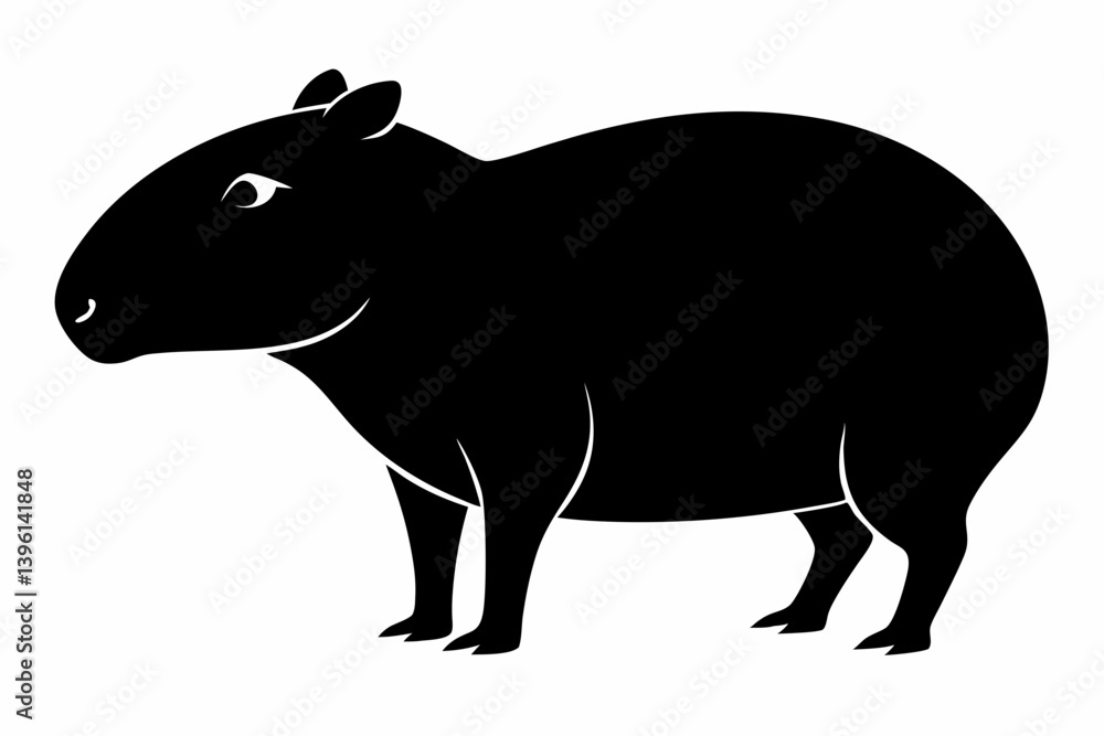 Obraz premium capybara silhouette line art vector illustration